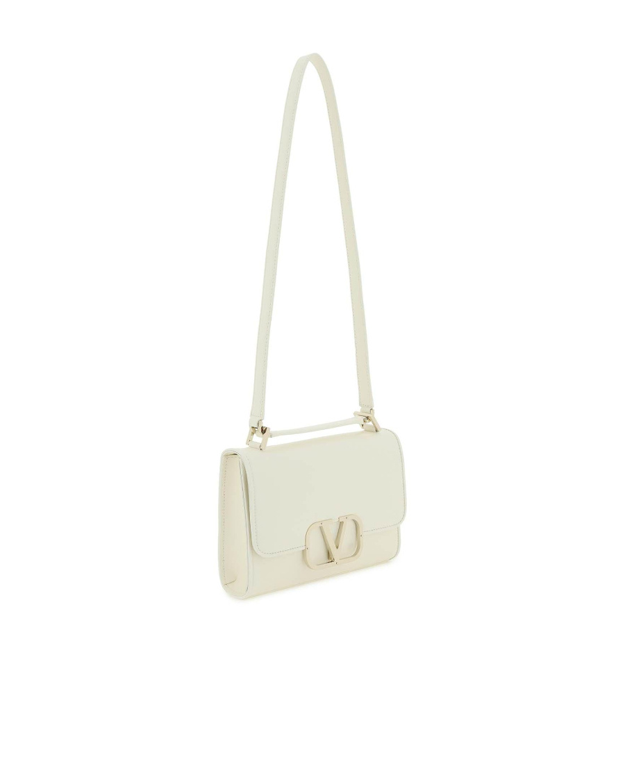 Valentino Garavani Rockstud Leather Shoulder Bag In White