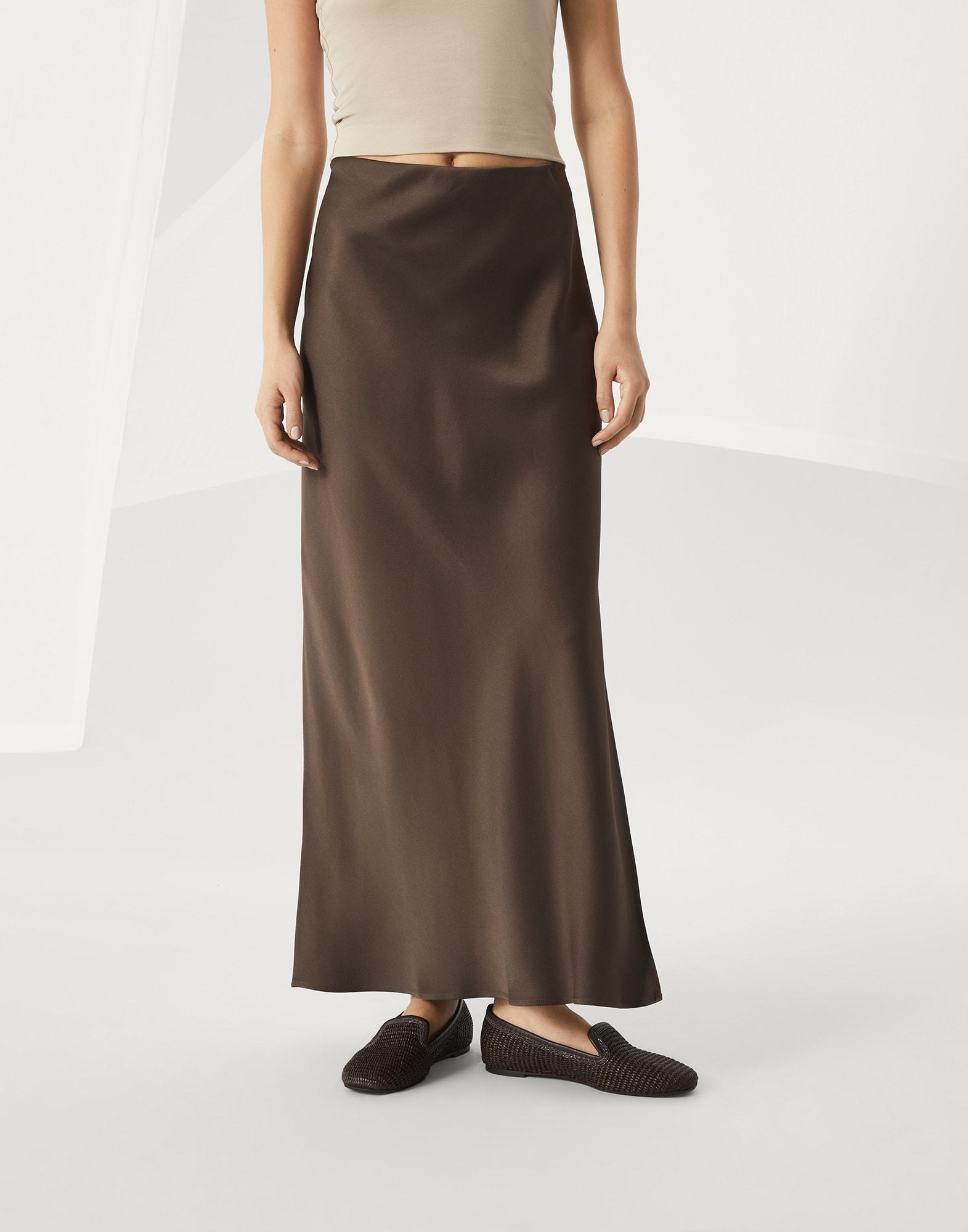 Brunello Cucinelli Cadis Long Skirt In Brown