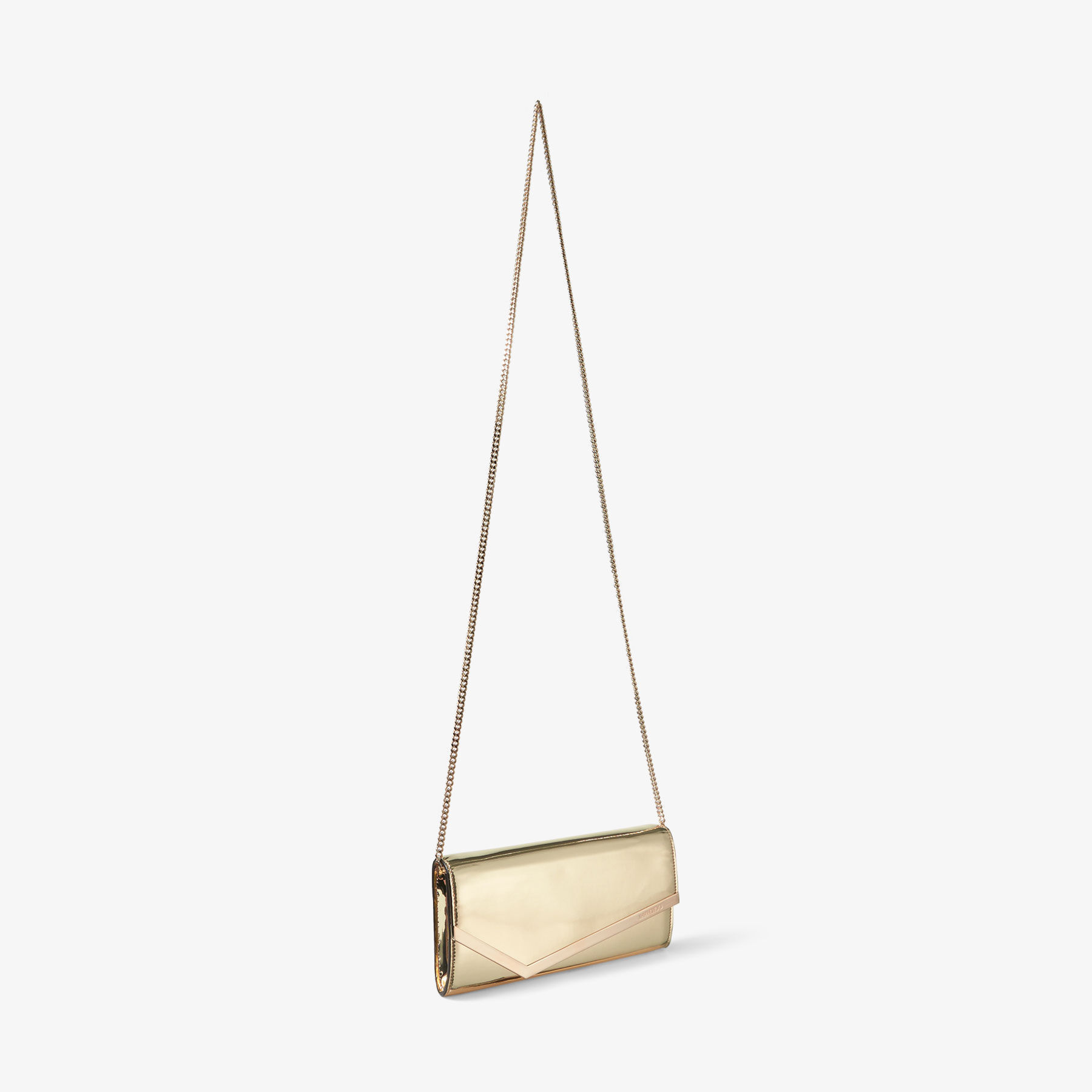 Jimmy Choo Emmie Clutch In Mirror Fabric In Gold
