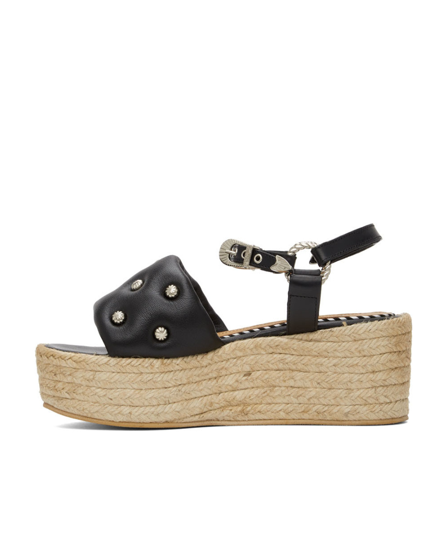 Toga Black Wedge Sandals In Nude