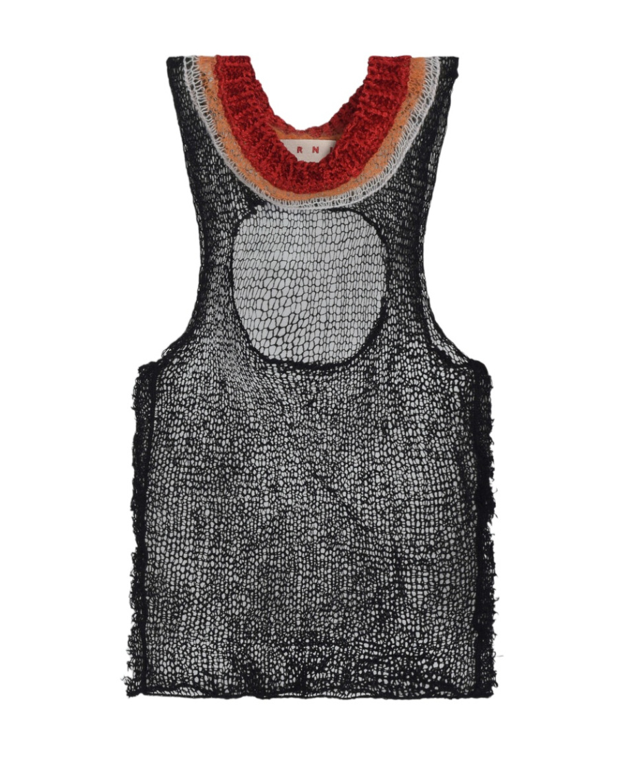 Shop Marni Black Wool-cashmere Top With Cutout In Gray