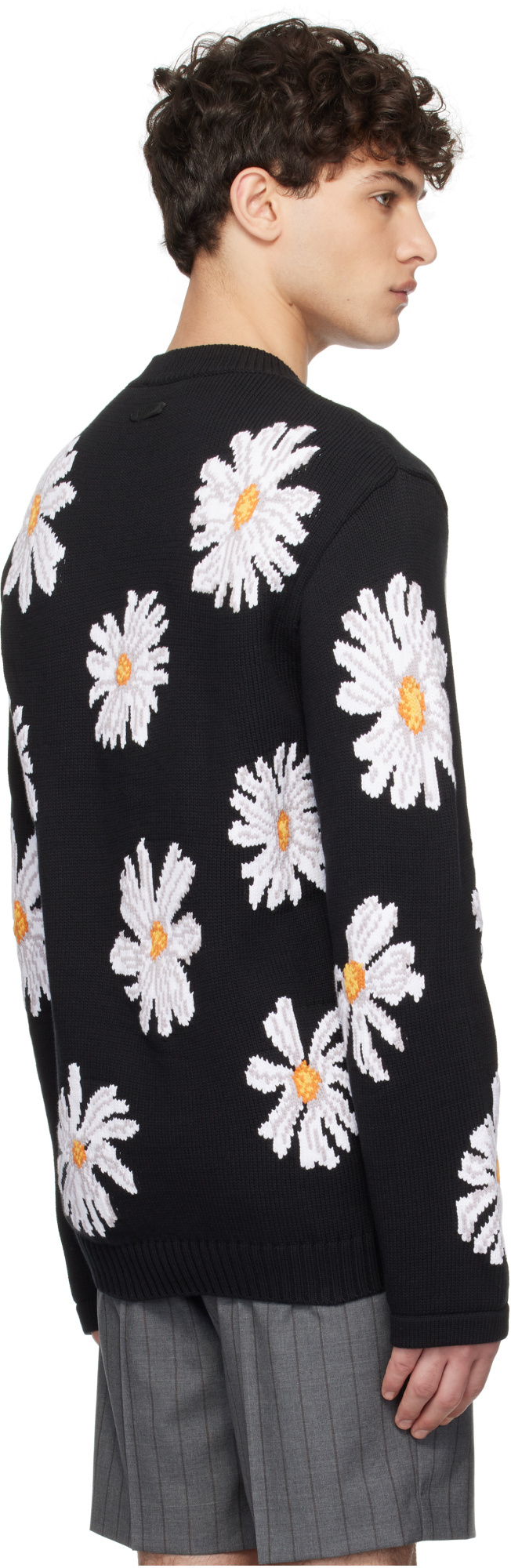 Moschino Sunflower-jacquard Sweater In Black