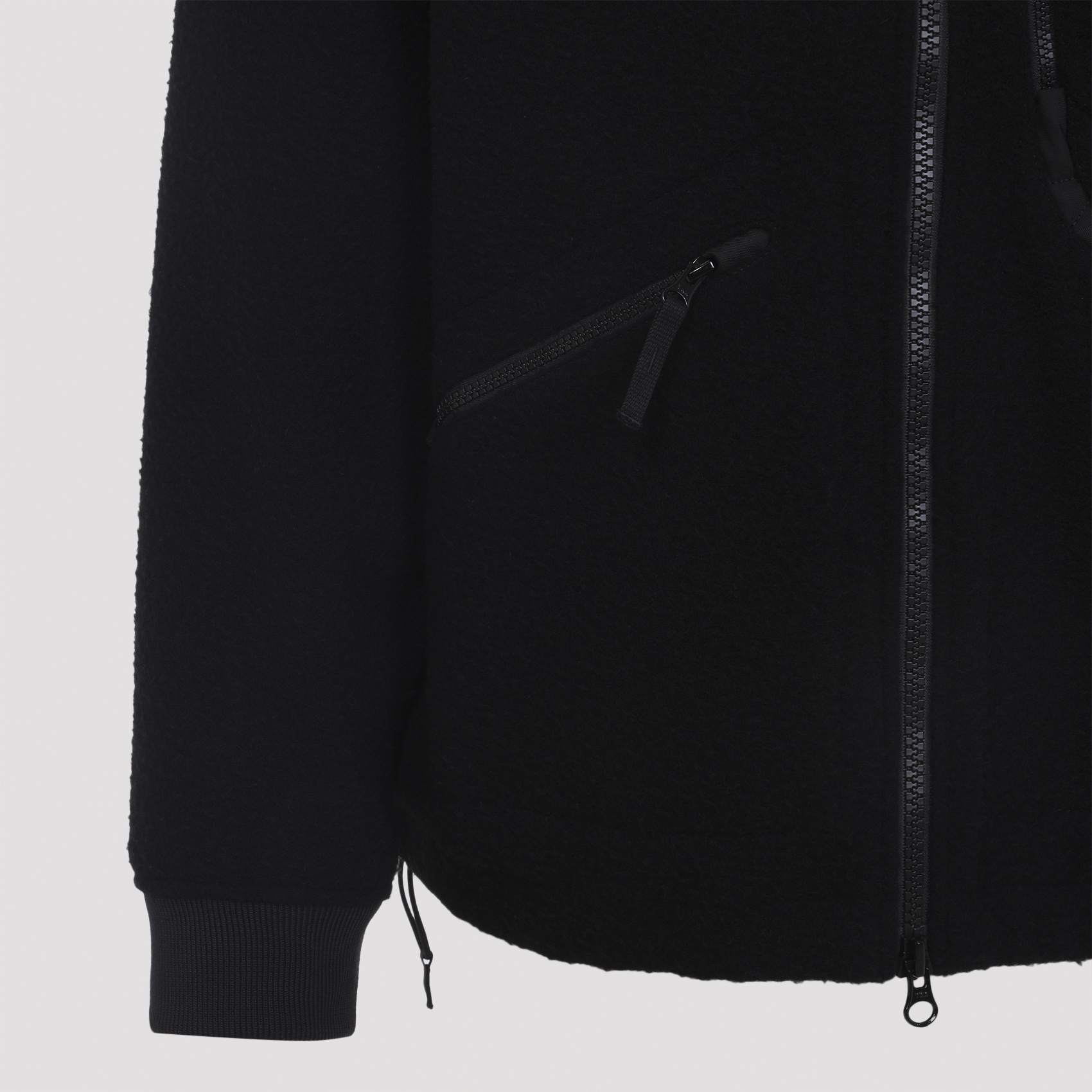 Stone Island Textured Wool Blend Jacket With Hood In Black
