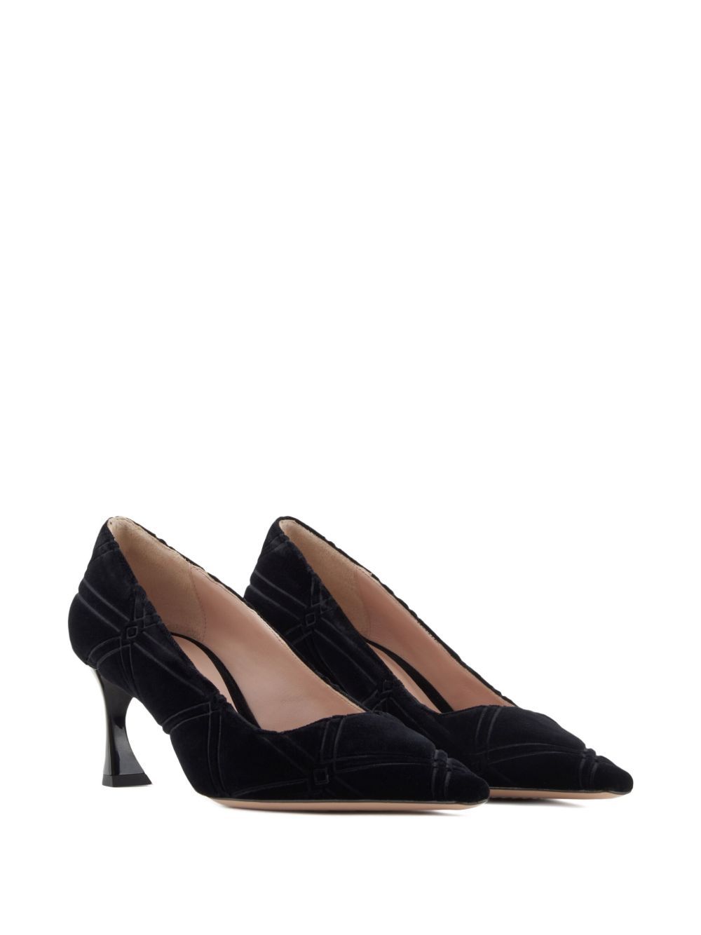 Emporio Armani Stylish Pumps With Curved Heel And Pattern In Black