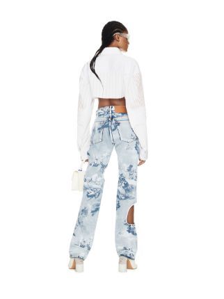 Off-white Striped Cropped Cotton Shirt In White