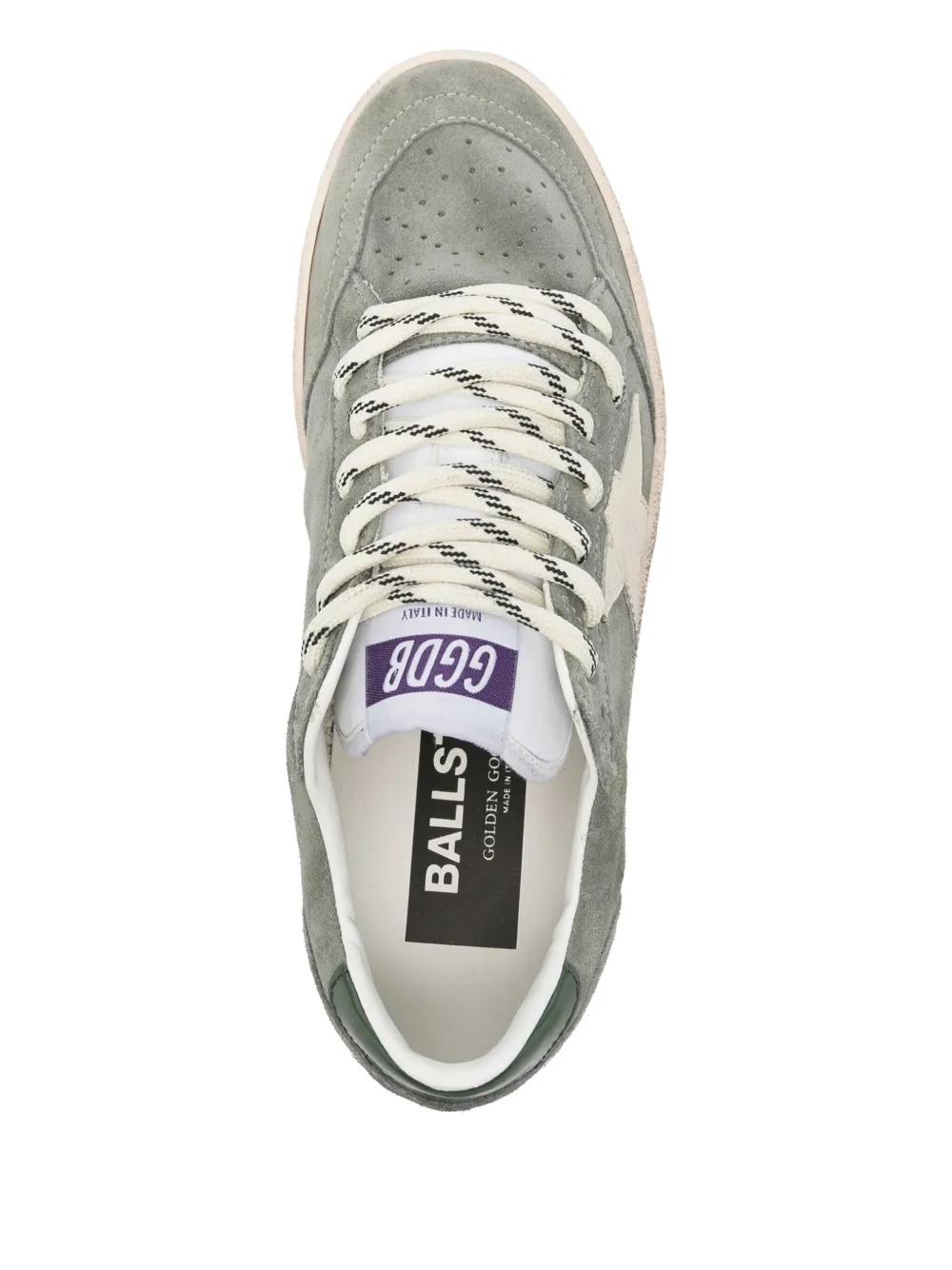 Golden Goose Suede Upper Sneakers With Leather Star And Heel In Green