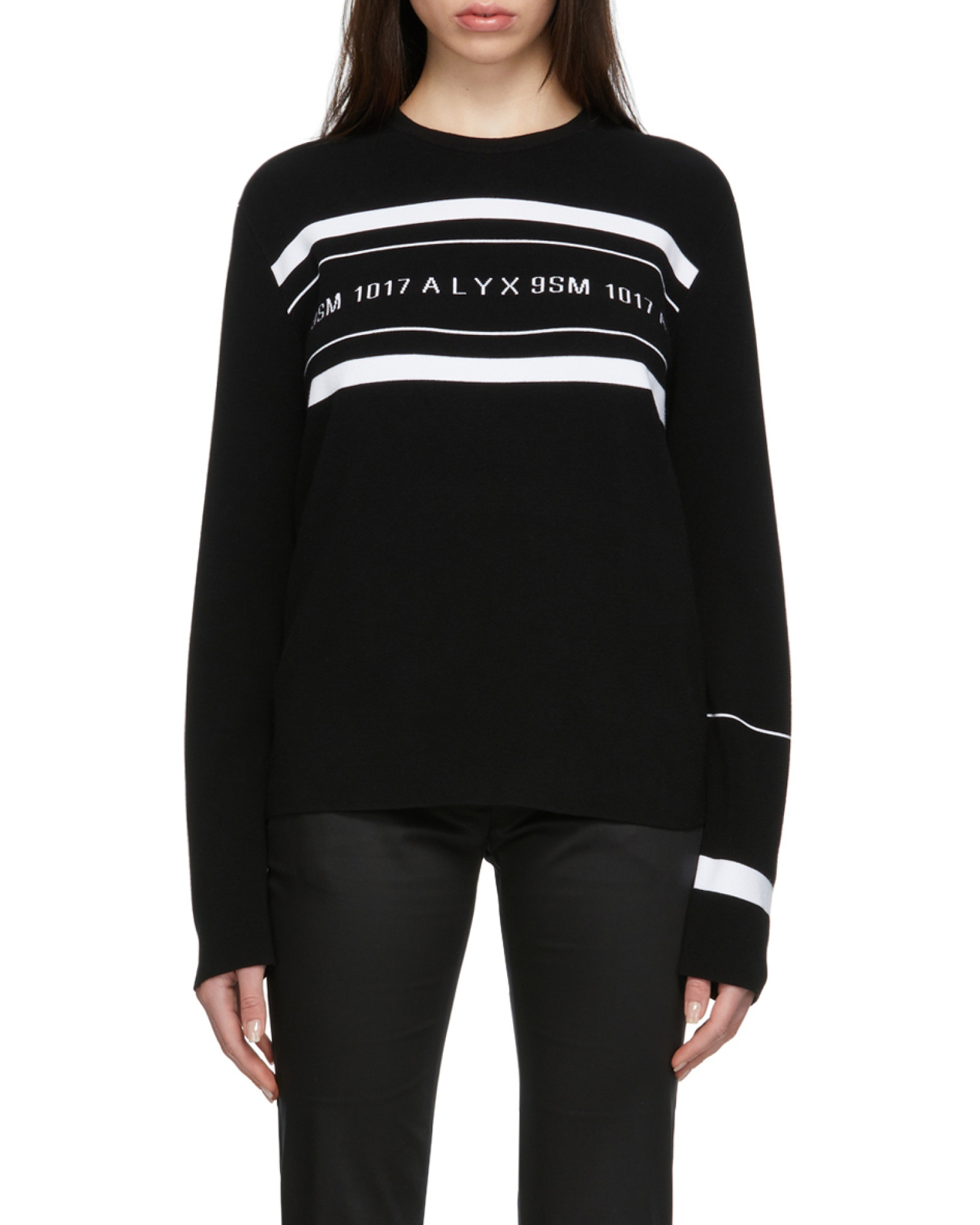 Alyx Contrast-logo Striped Jumper In Black