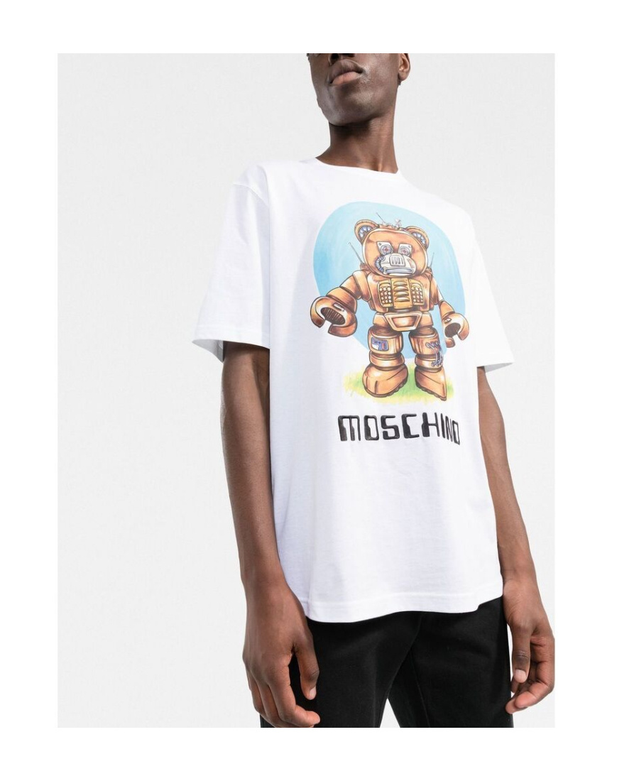 Moschino Robot Teddy T-shirt In White