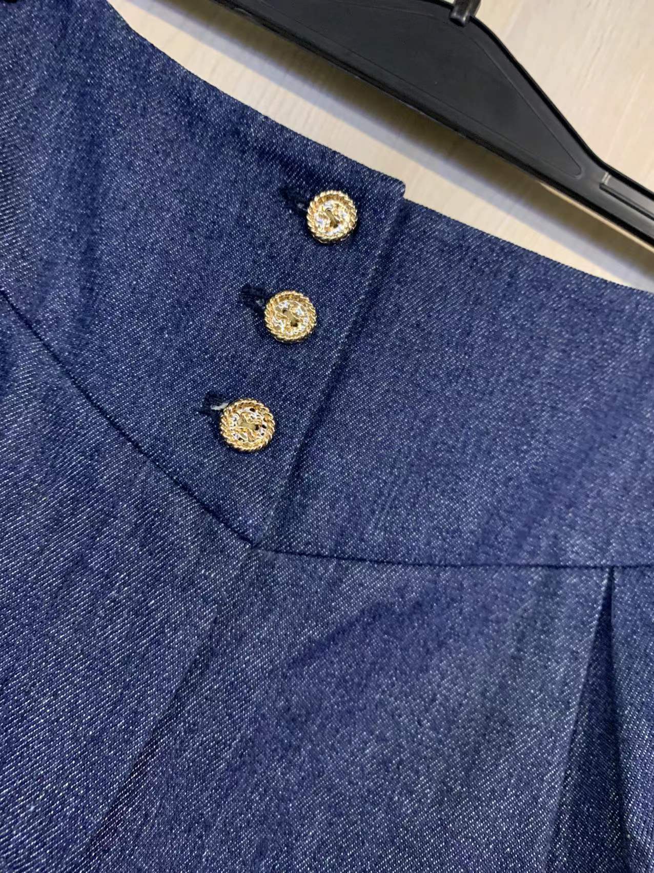 Edward Achour Paris High Waist Denim Shorts In Blue