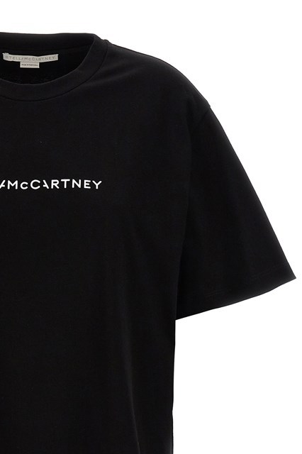 Stella Mccartney T-shirt With Logo Print And Crew Neckline In Black