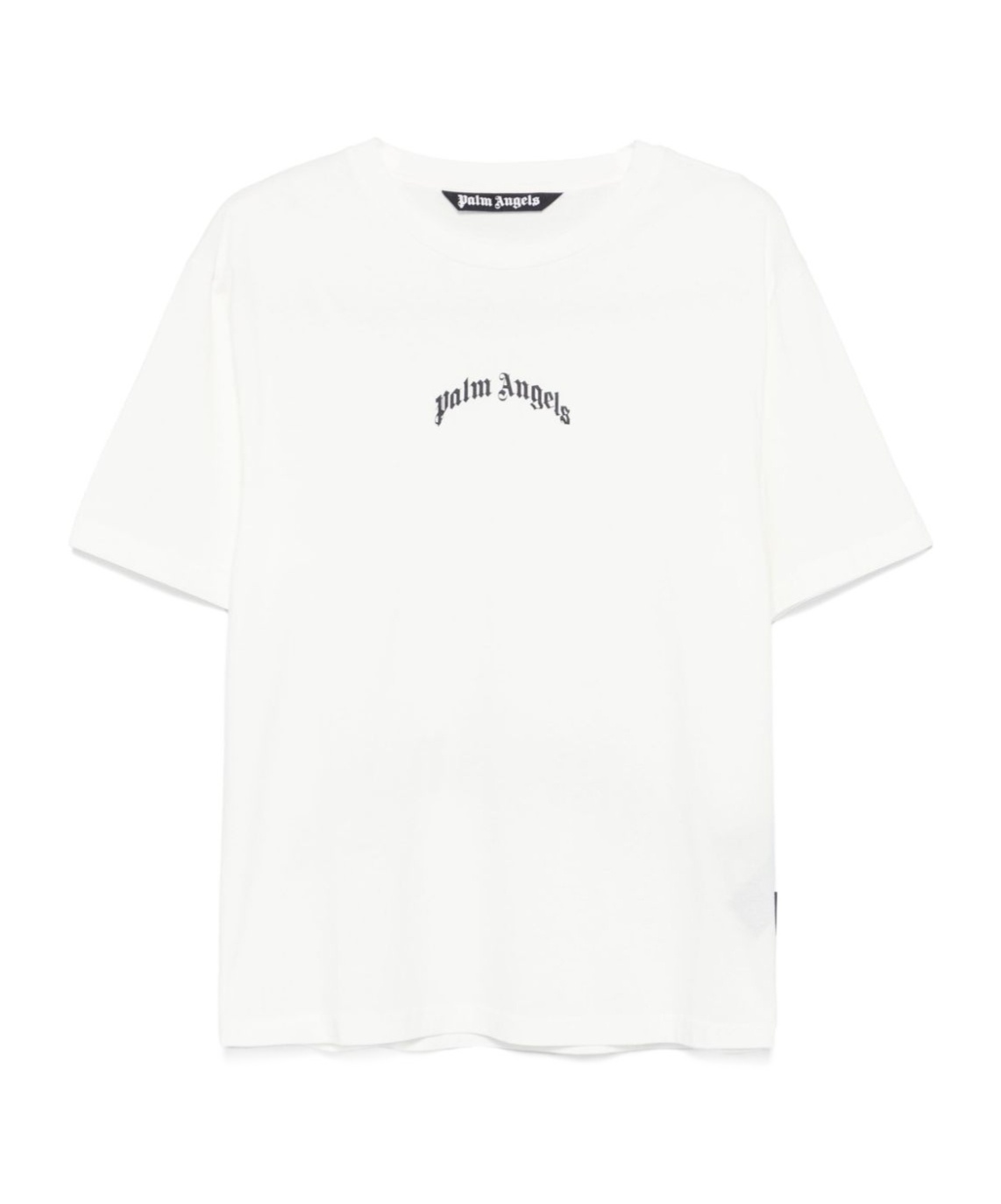 Palm Angels White Black Curved Logo T-shirt In White