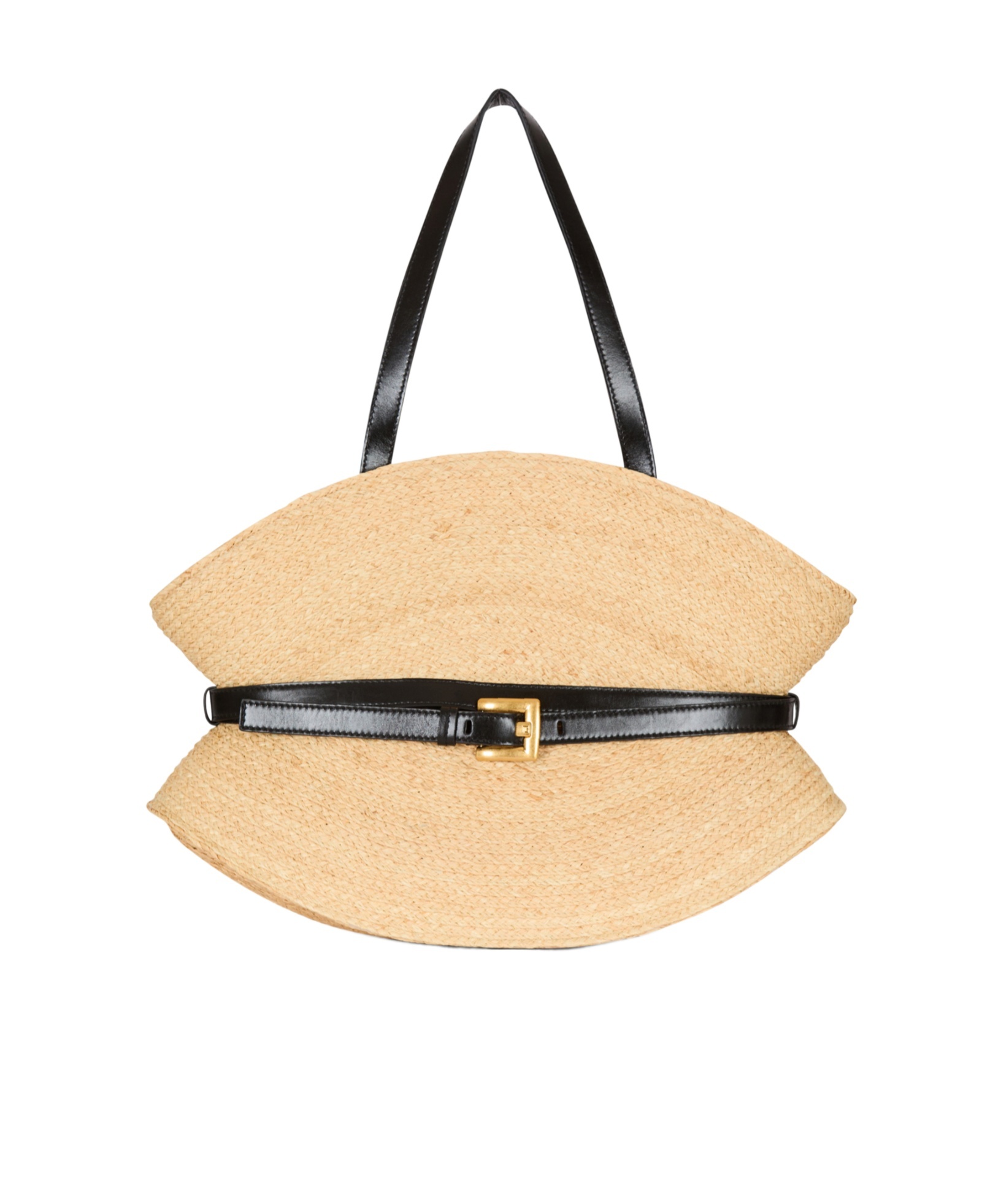 Balmain Medium Raffia And Calfskin Sculptural Bag In Nude