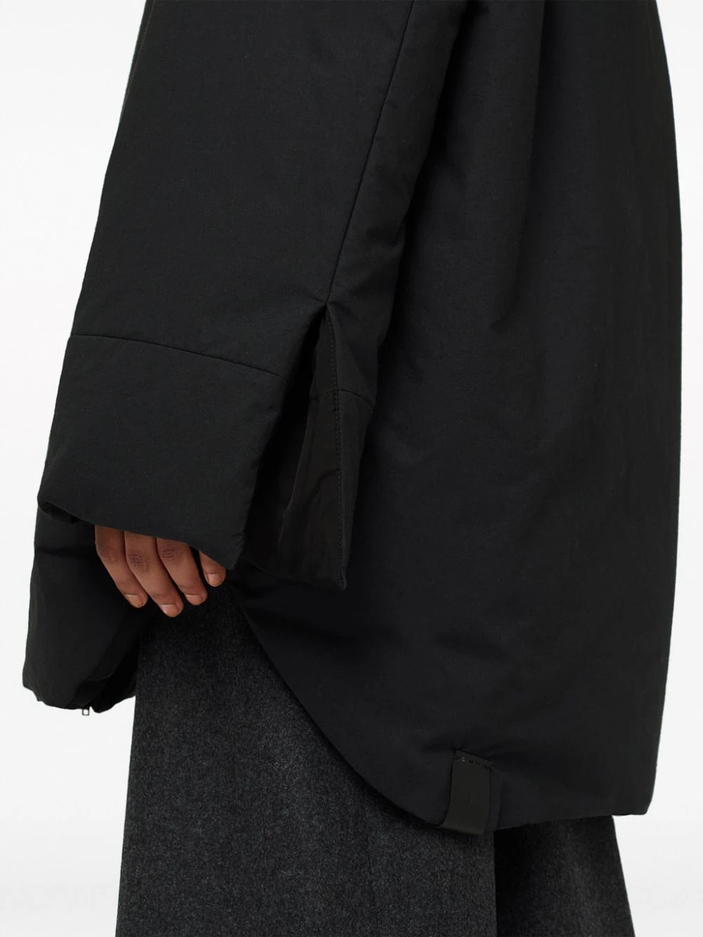 Jil Sander Long-sleeved Lapel Down Jacket In Black