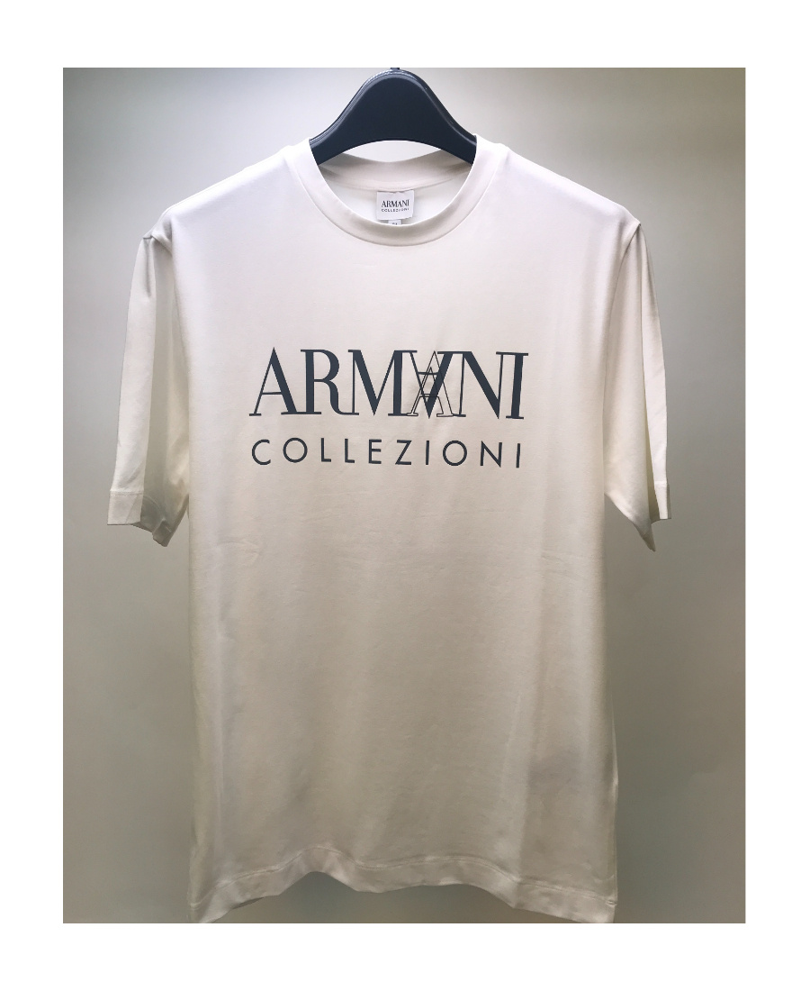 ARMANI COLLEZIONI LOGO PRINTED ROUND-COLLAR SHORT-SLEEVED T-SHIRT