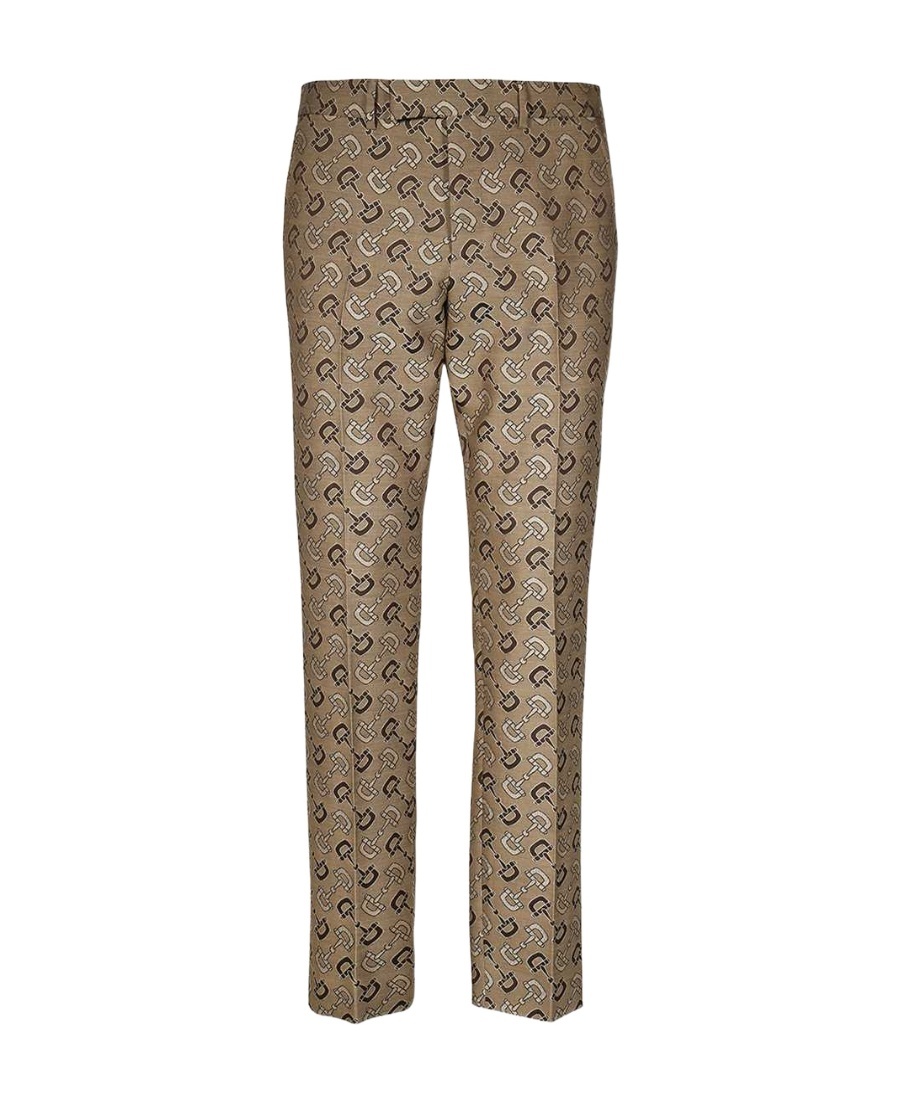 Gucci Maxi Horsebit-motif Tailored Trousers In Brown
