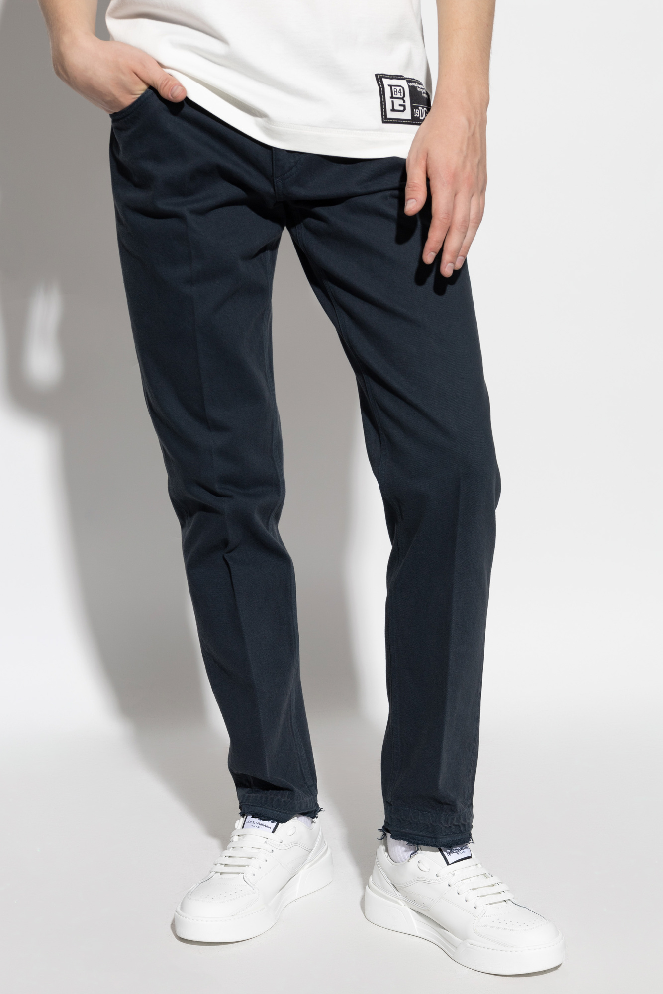 Dolce & Gabbana Pressed-crease Slim-cut Jeans In Black