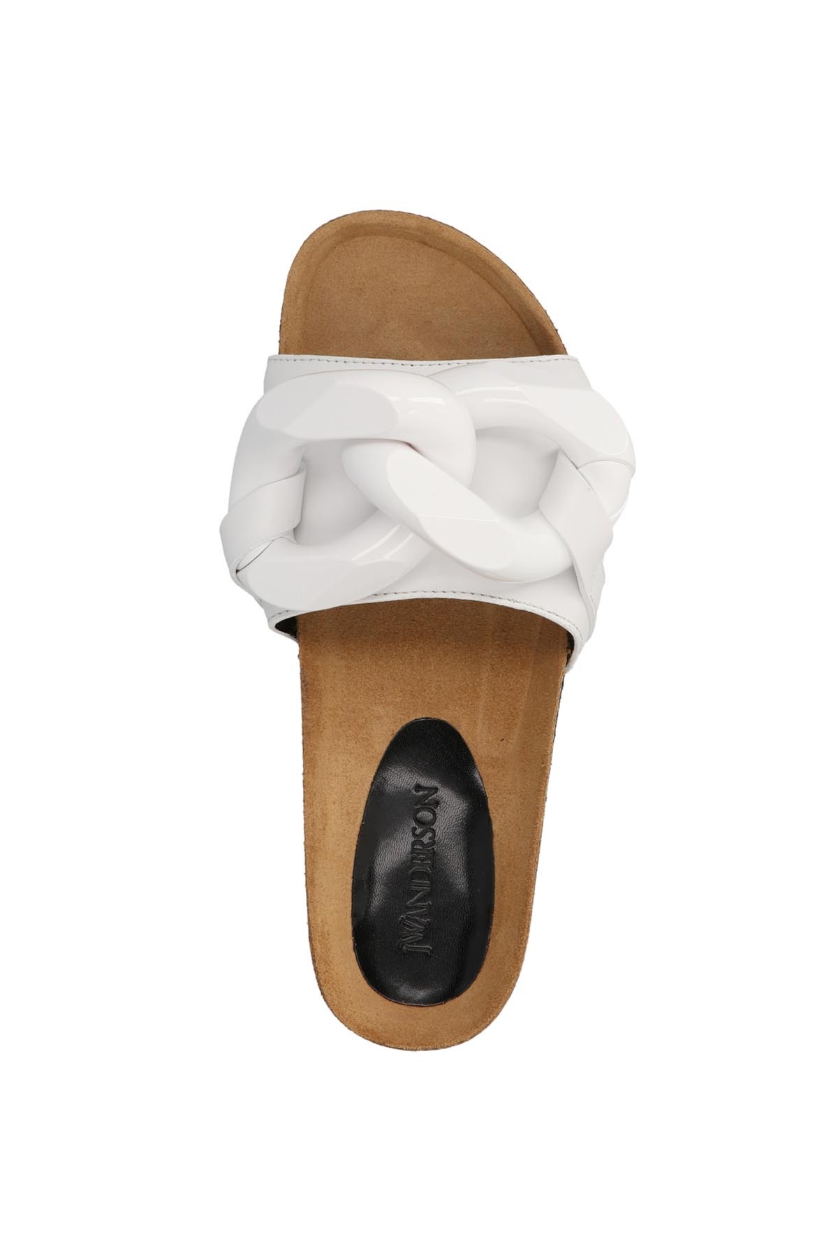 Jw Anderson J. W.anderson Solid Color Leather Sandals With Maxi Chain In White