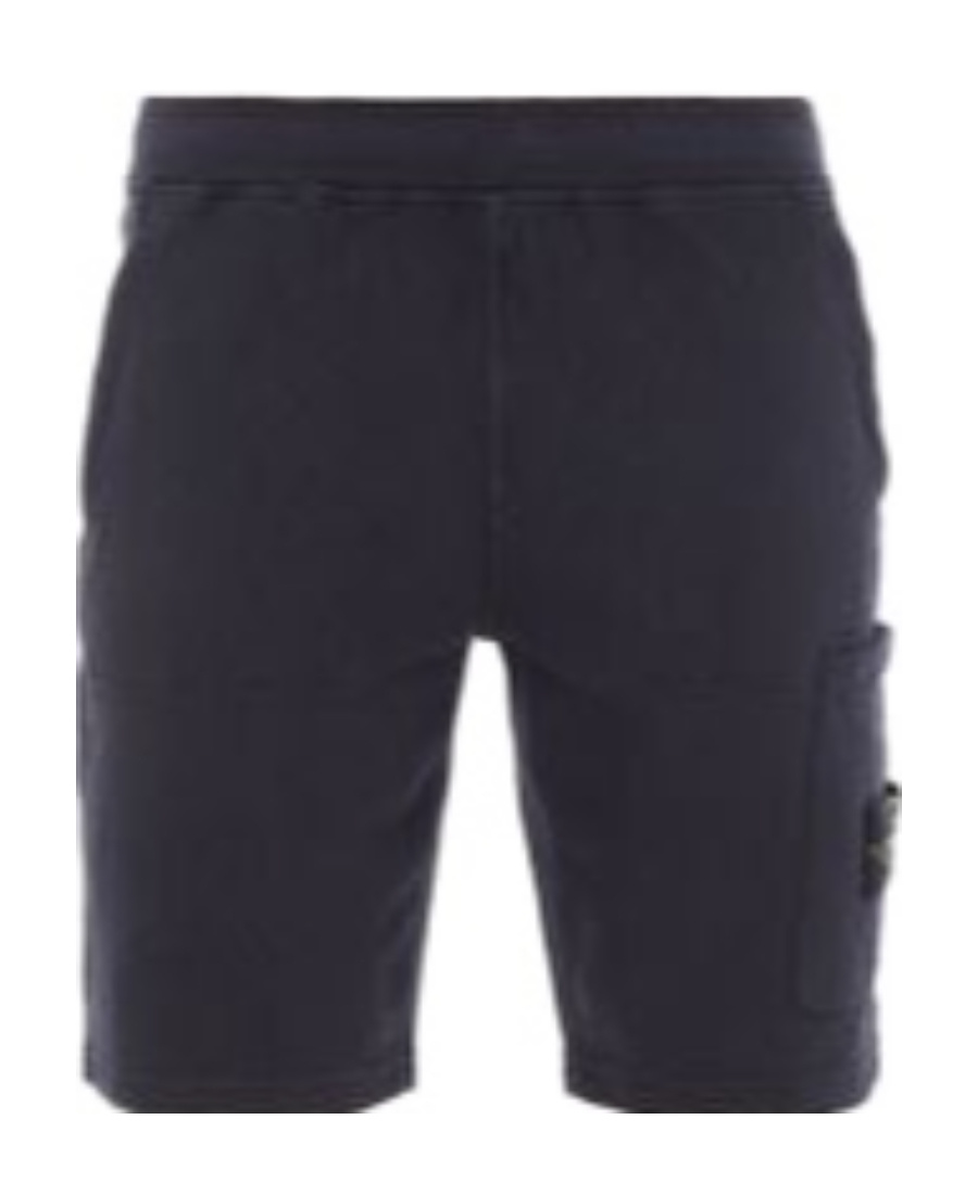 Stone Island Compass-motif Cotton Shorts In Blue