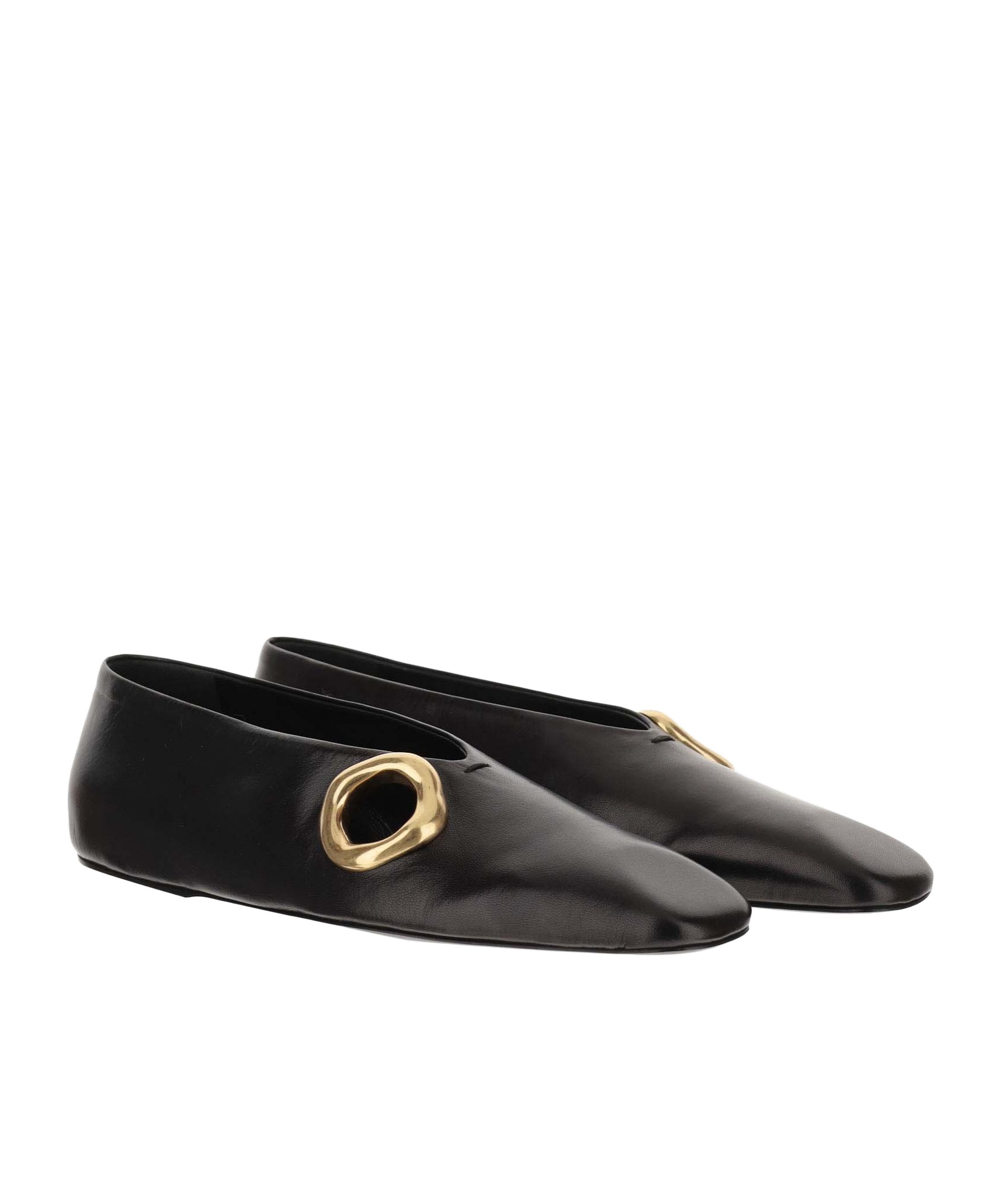 JIL SANDER SQUARE-TOE LEATHER BALLERINA SHOES 