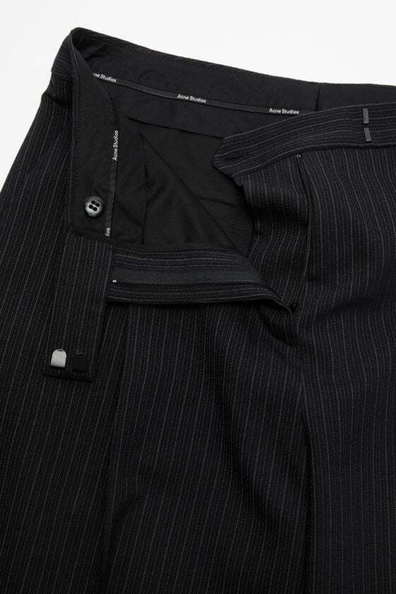 Acne Studios Pinstripe-print Wide-leg Trousers In Black