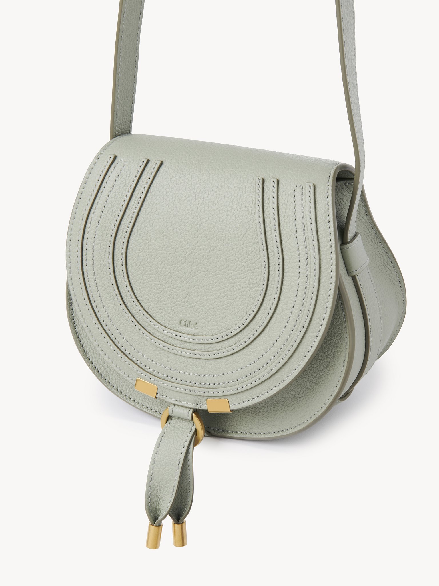 Chloé Marcie Foldover Small Shoulder Bag In Gray
