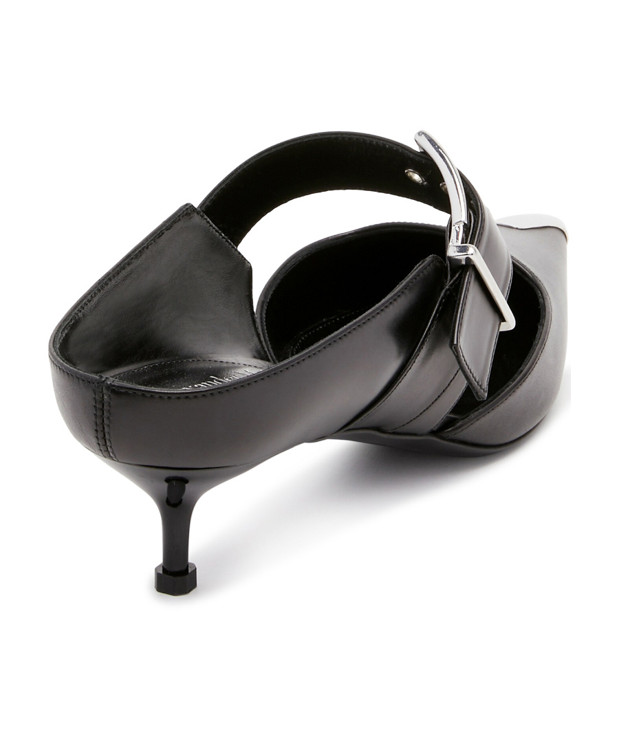 Alexander Mcqueen 115 Toe Cap Punk Leather Mules In Black