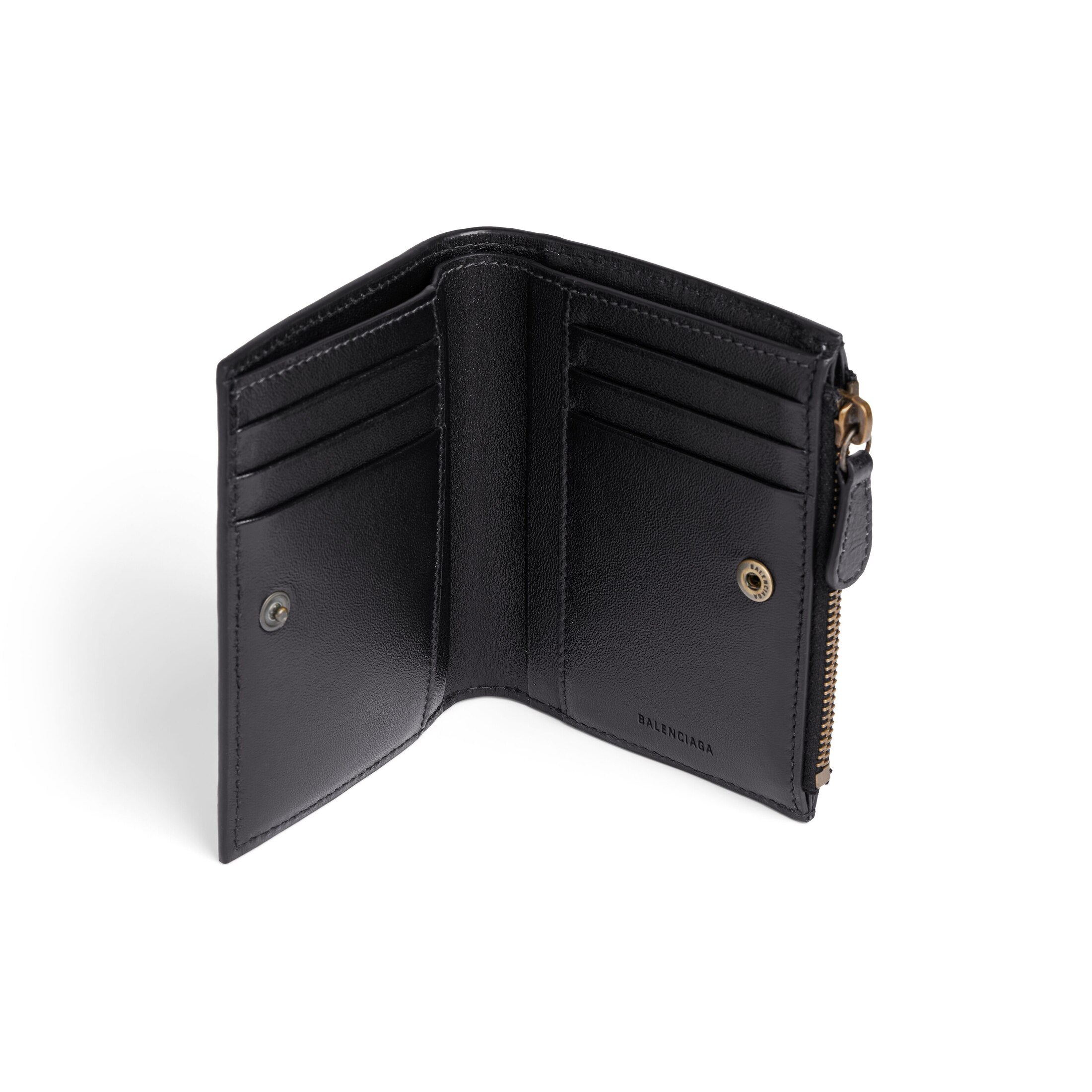 Balenciaga Women Le City Bifold Leather Wallet In Black