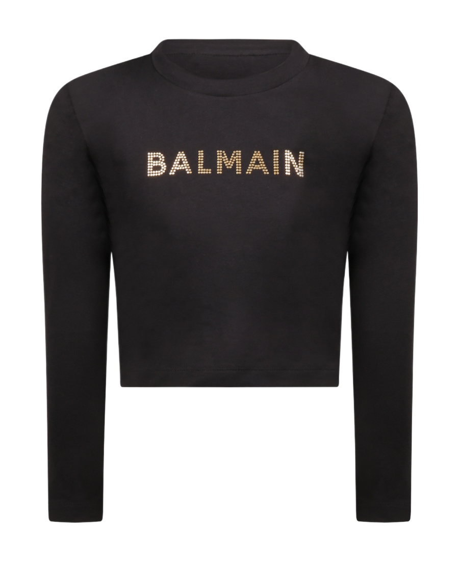 Balmain Kids Stud Embellished Crewneck Sweatshirt In Black