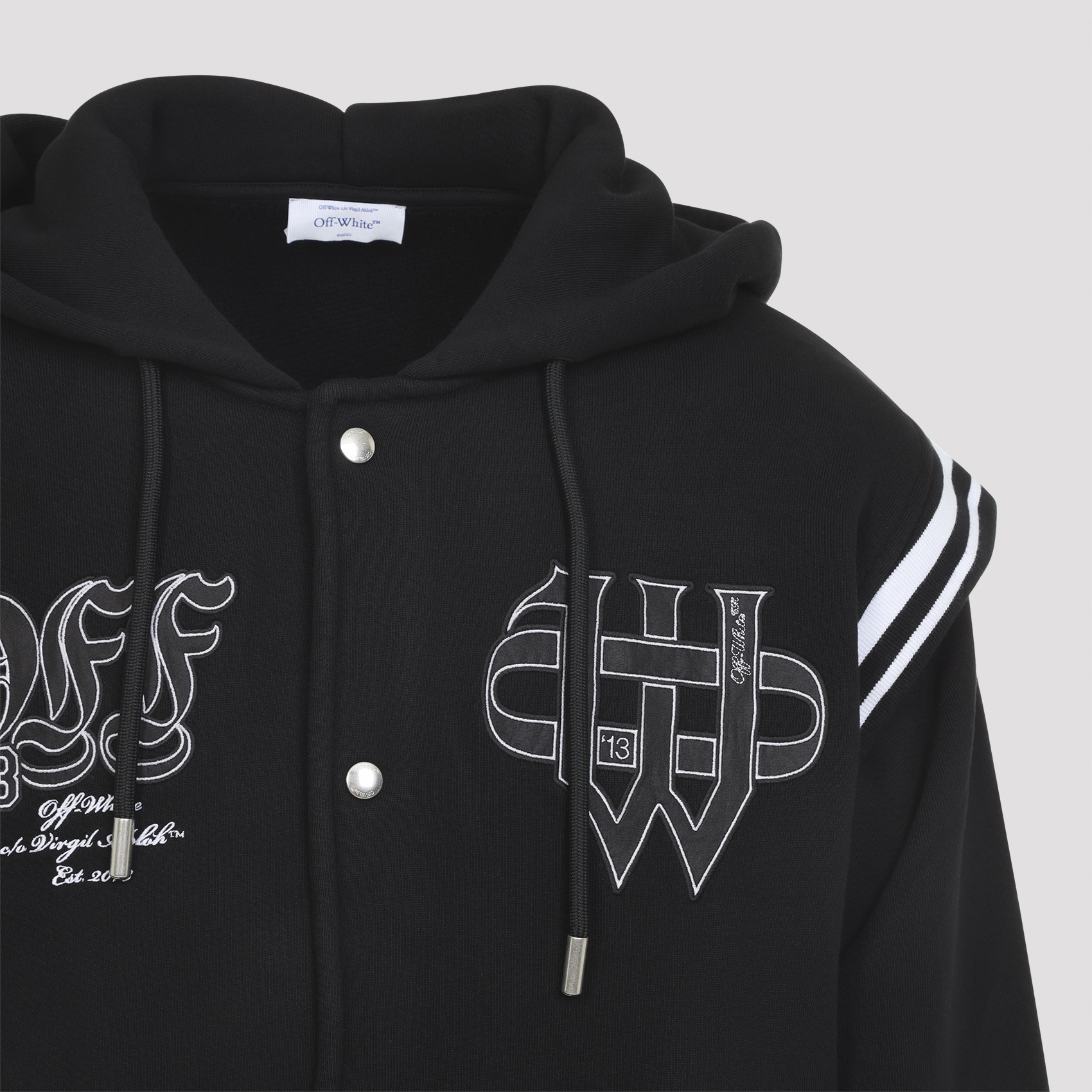 Off-white Off White Gothic Fleece Varsity Jacket In Black