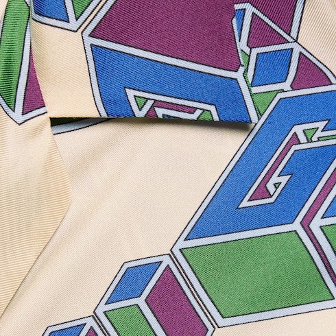 Gucci 3d Gg Print Silk Shirt In Nude