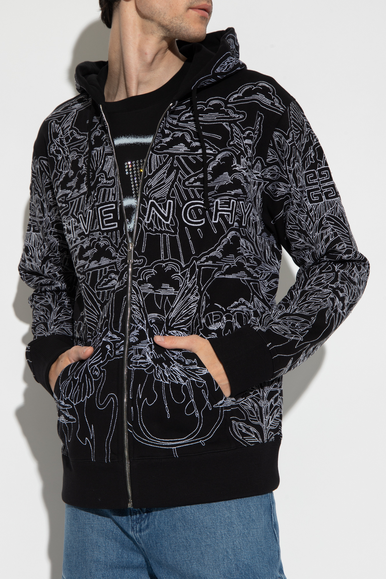 Givenchy Men's Cotton Full Zip Hoodie In Black