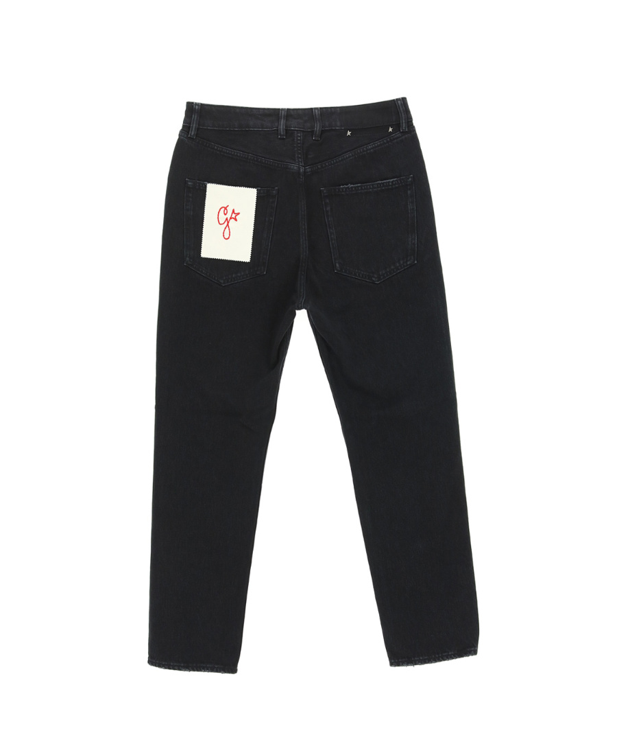 Golden Goose Logo-patch Straight-leg Jeans In Black