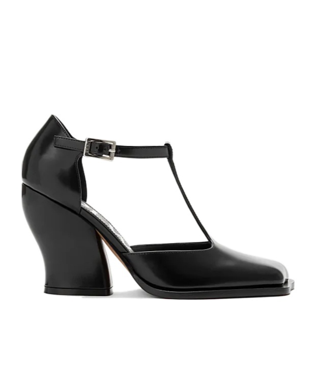Loewe Onda T-bar Chunky Heel Pumps In Black