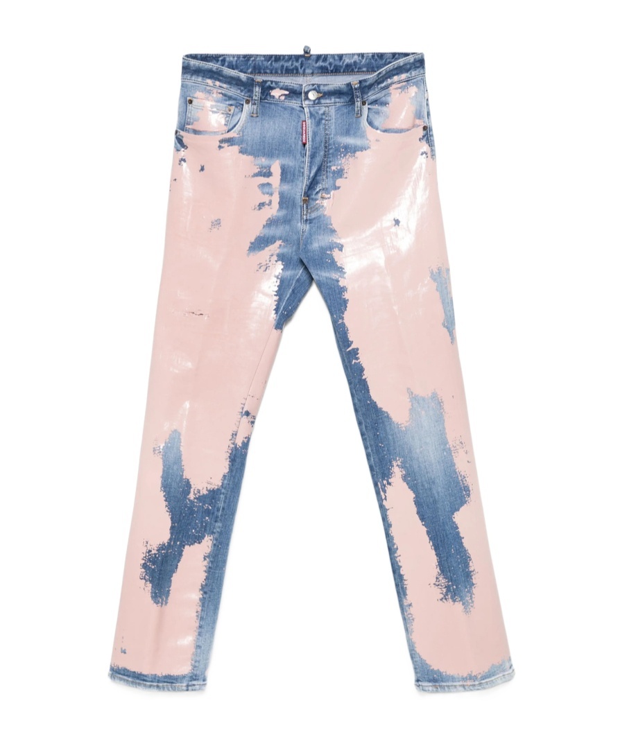 Shop Dsquared2 Paint-splatter Jeans In Cerulean Blue
