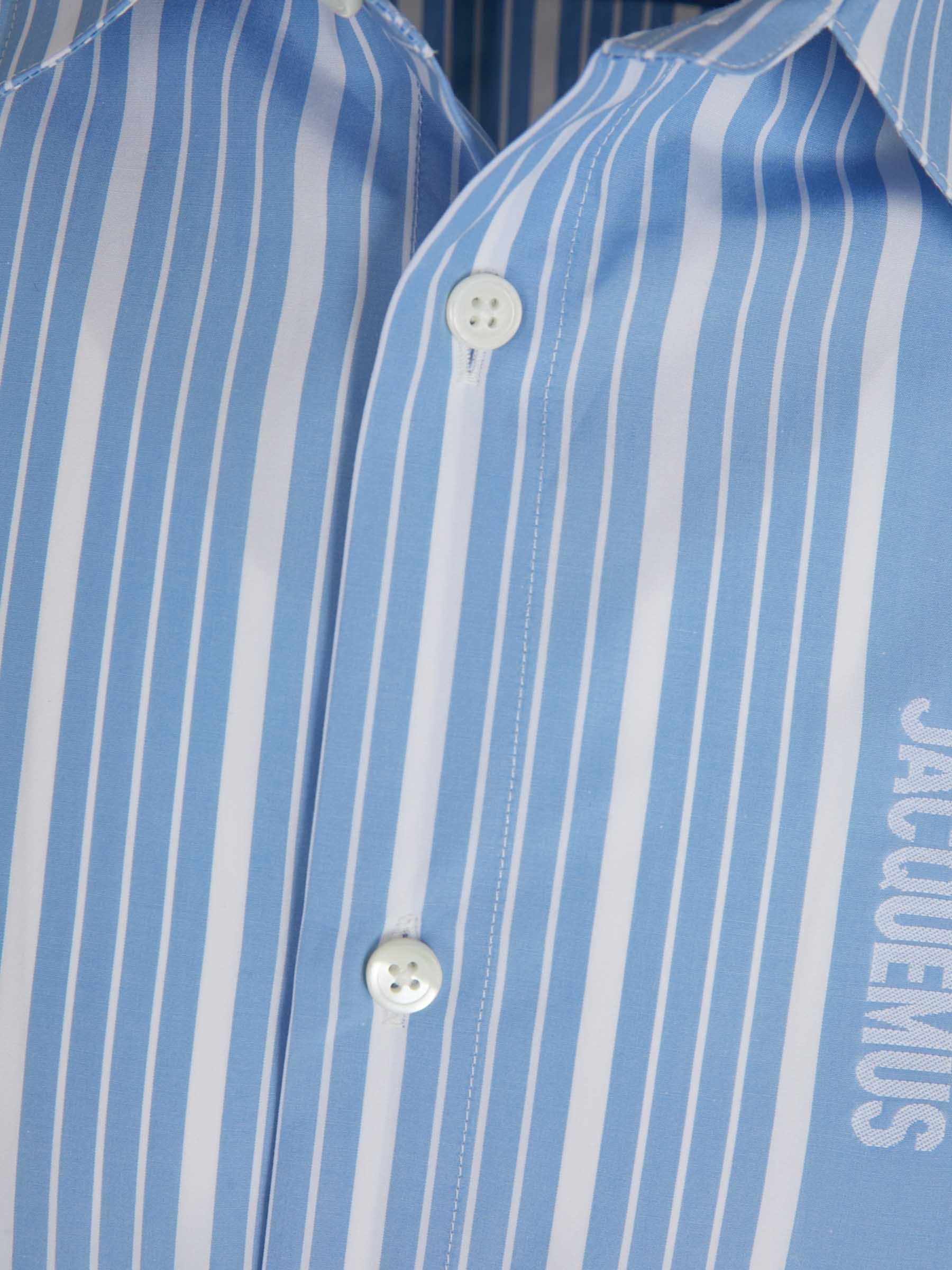 Jacquemus Boulanger Striped Long-sleeved Shirt In Blue