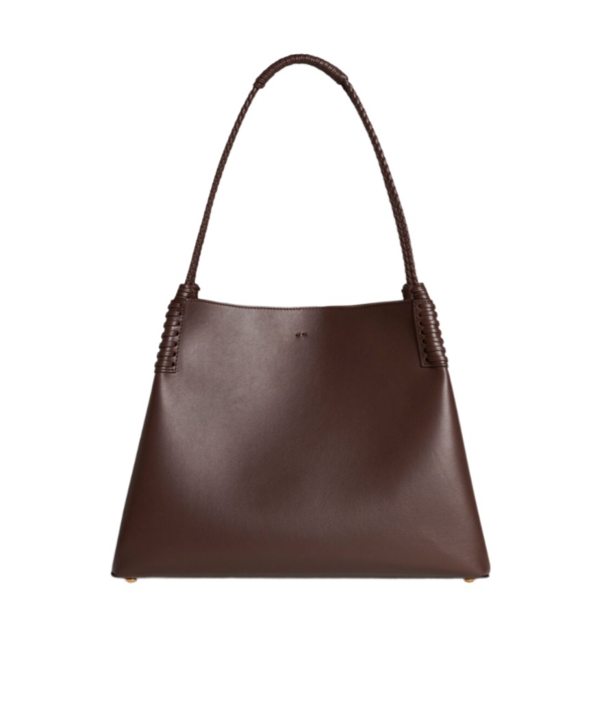 Etro Brown Leather Bag With Embroidered Logo In Multicolor