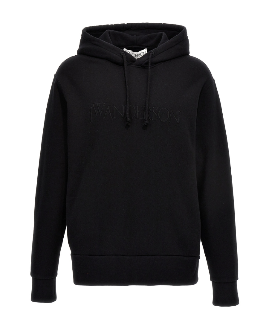 Jw Anderson Logo-embroidered Cotton Hoodie In Black