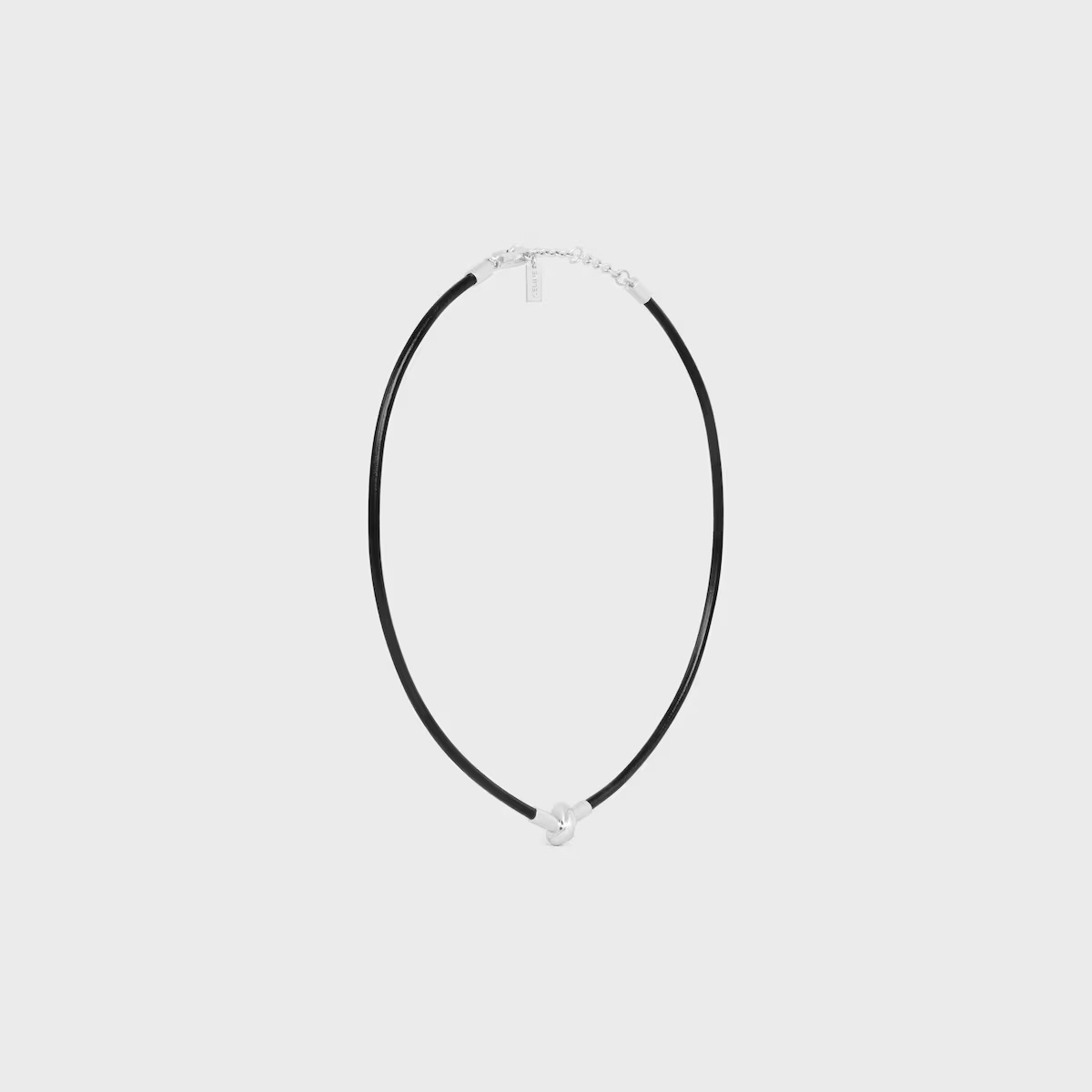Celine Knot Necklace In Calfskin And Brass With Rhodium Finish In Multi