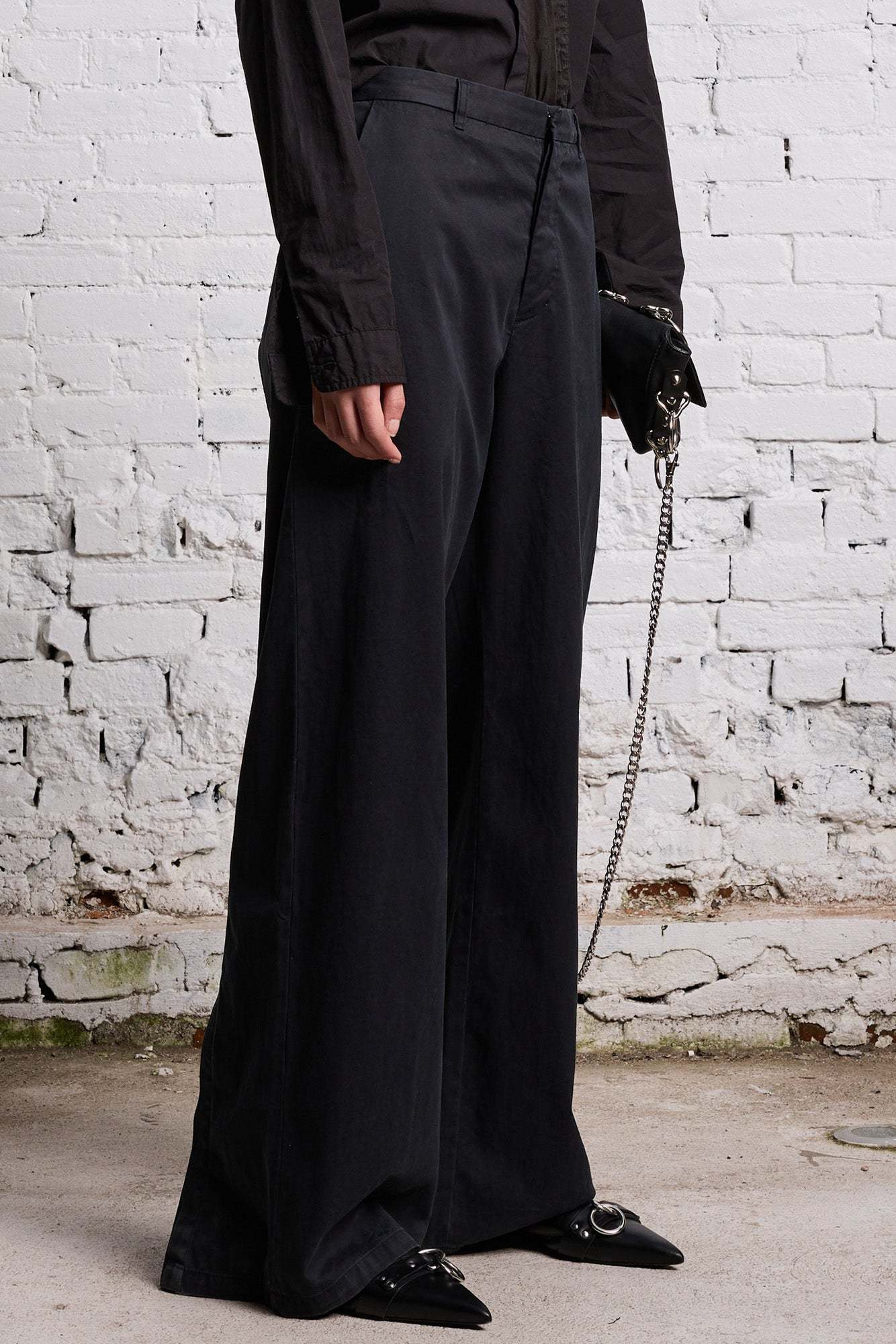 R13 High-waist Wide-leg Trousers In Black
