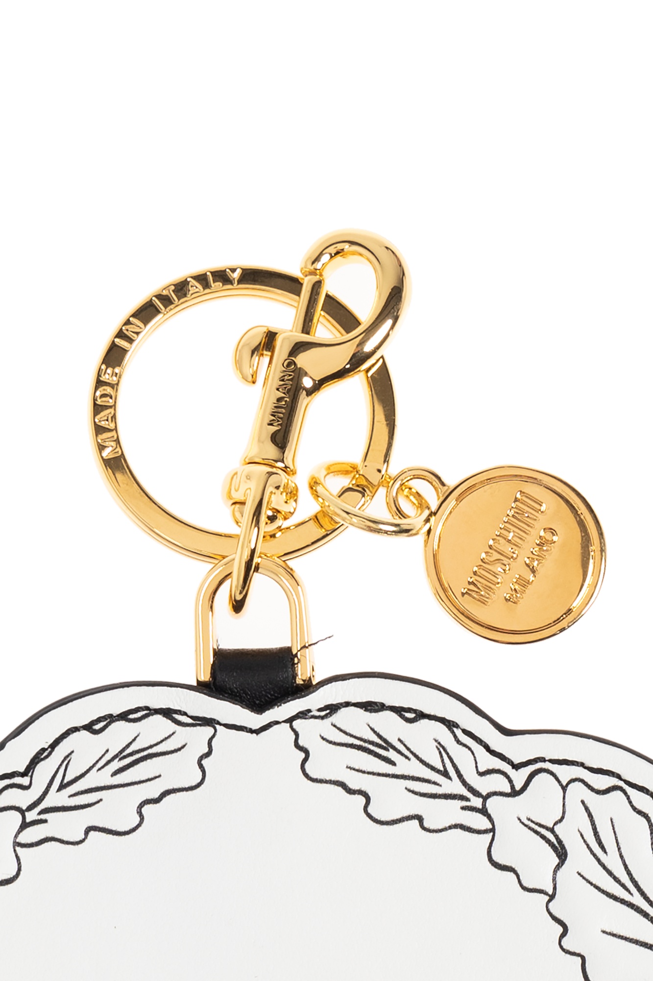 Moschino Badge Key Chain In White