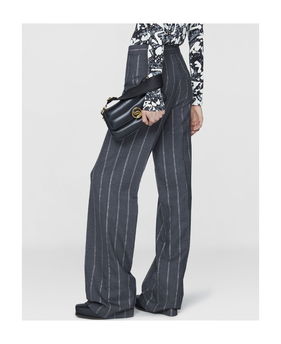 Stella Mccartney Striped Tailored Trousers In Black