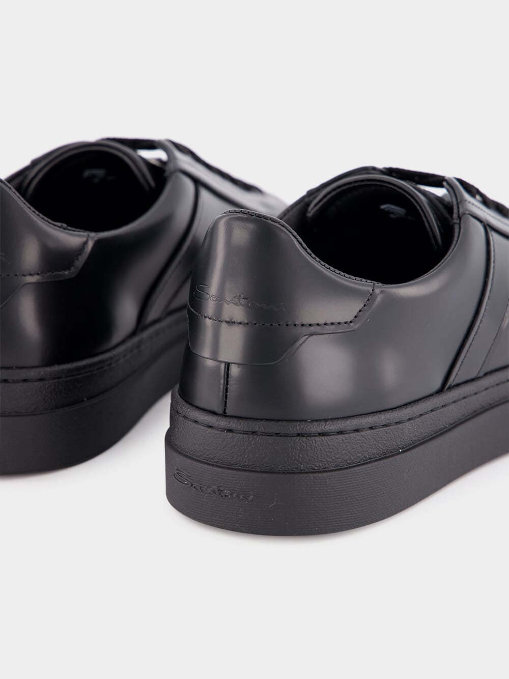 Santoni Double Buckle Sneaker Man Sneakers Black Size 7.5 Leather In Black