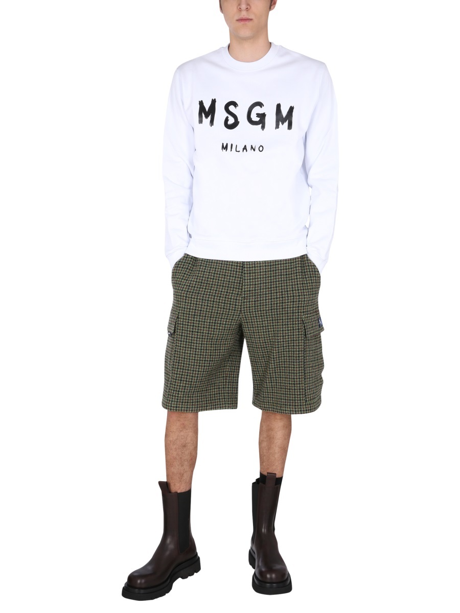 Msgm Logo-print Cotton Sweatshirt In White