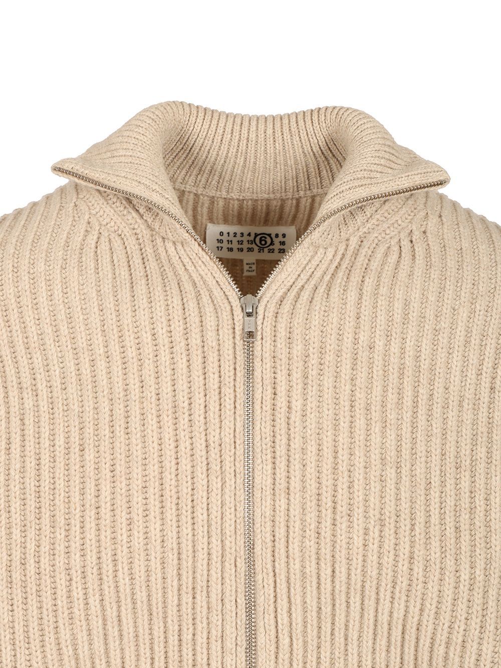 Mm6 Maison Margiela Wool Blend Knitted Jacket Jackets Beige In Pink