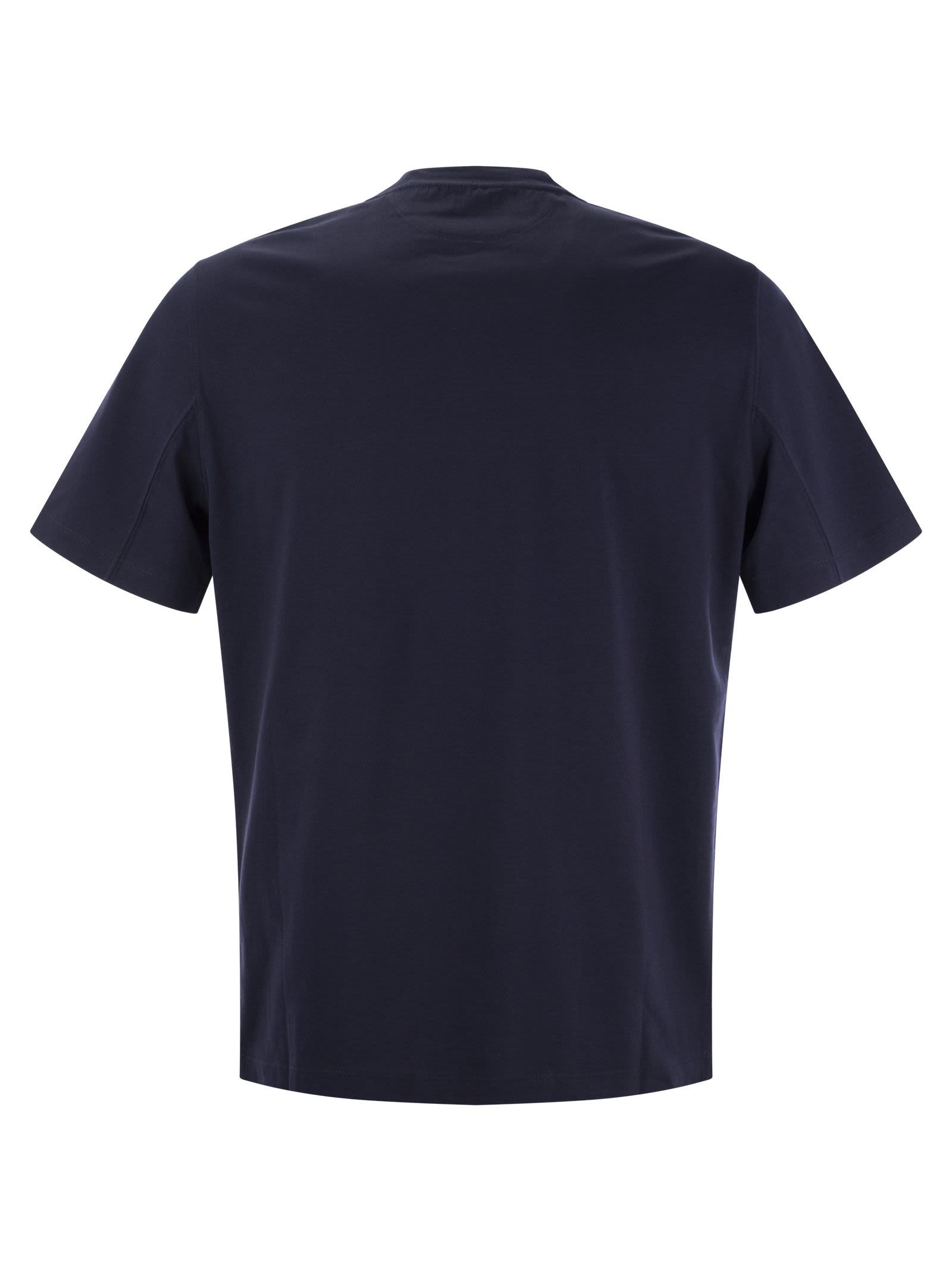 Brunello Cucinelli Cotton Jersey Crew Neck T-shirt With Logo Clothing In Black