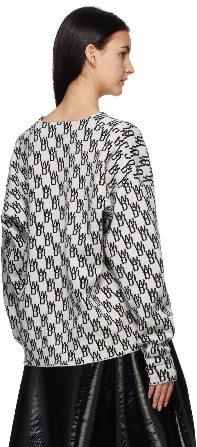 We11 Done Monogram-print Knitted Cardigan In Gray