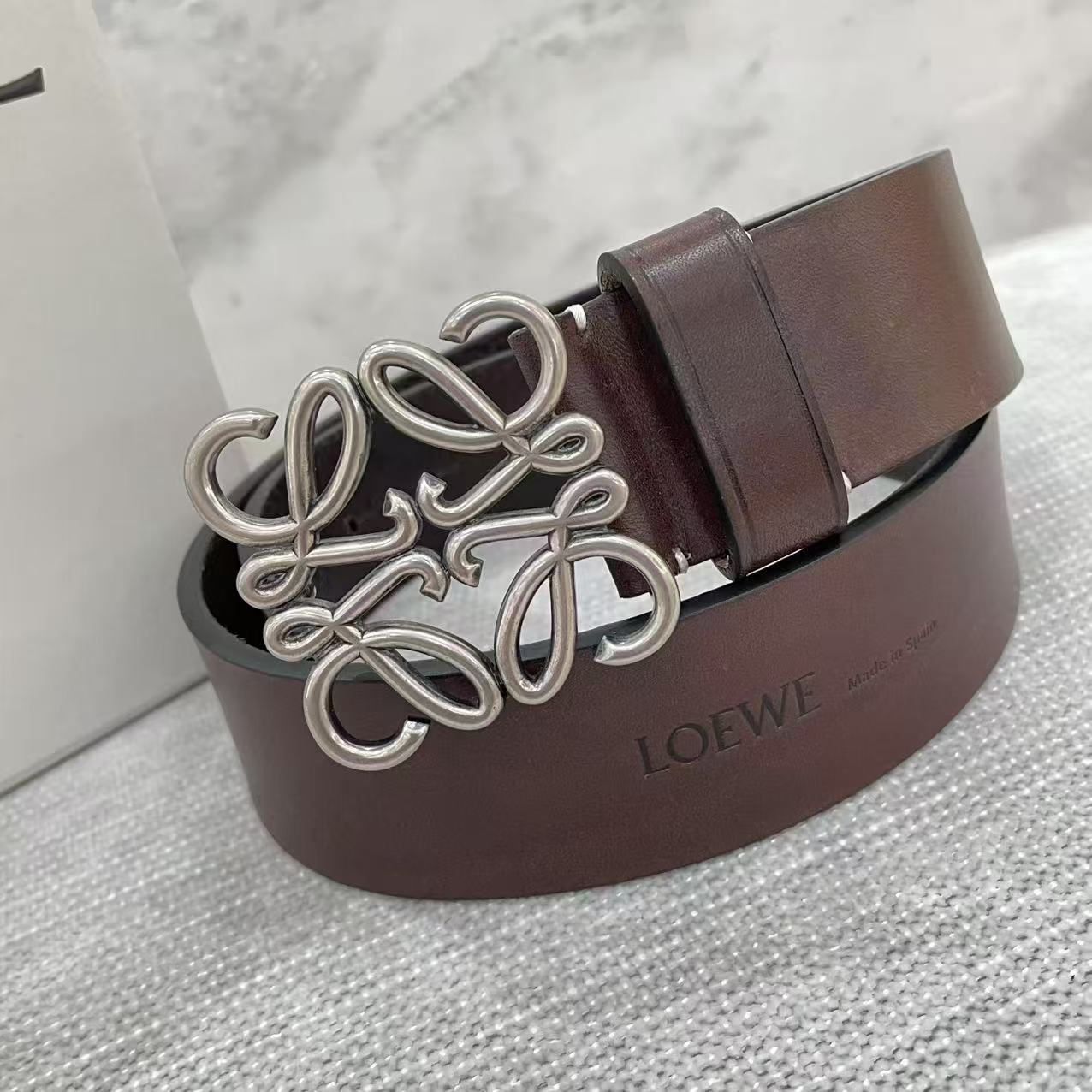 Loewe Chunky Anagram Belt In Brown