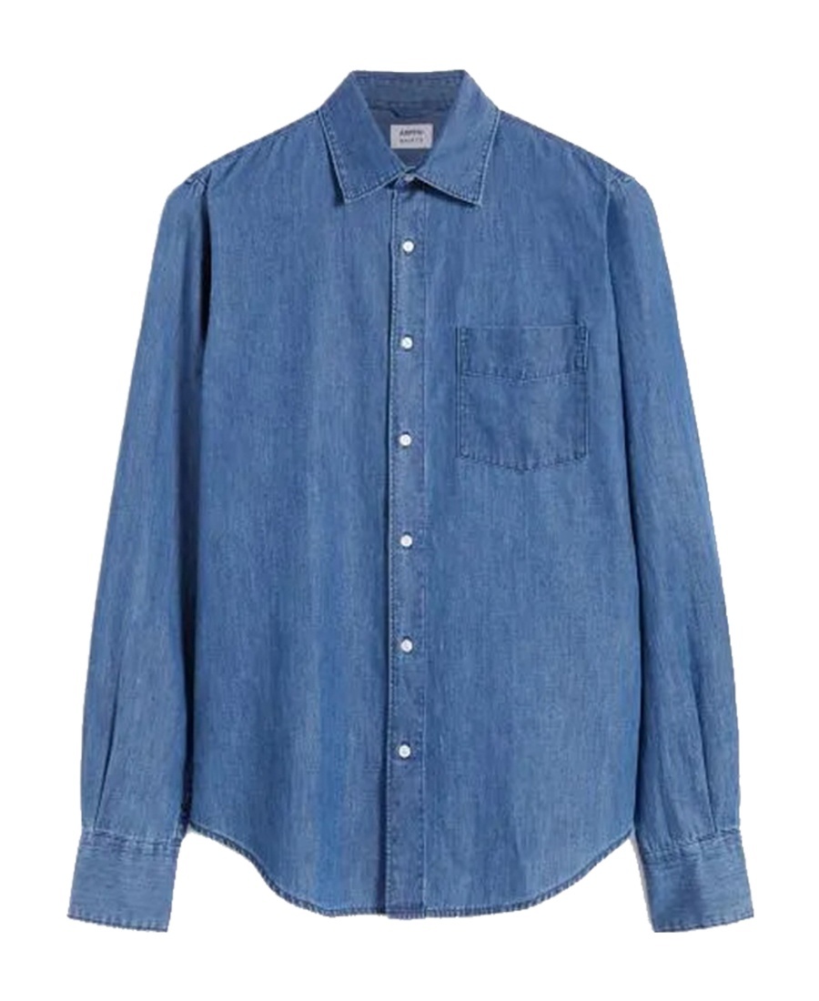 Aspesi Pocket Button-up Denim Shirt In Blue