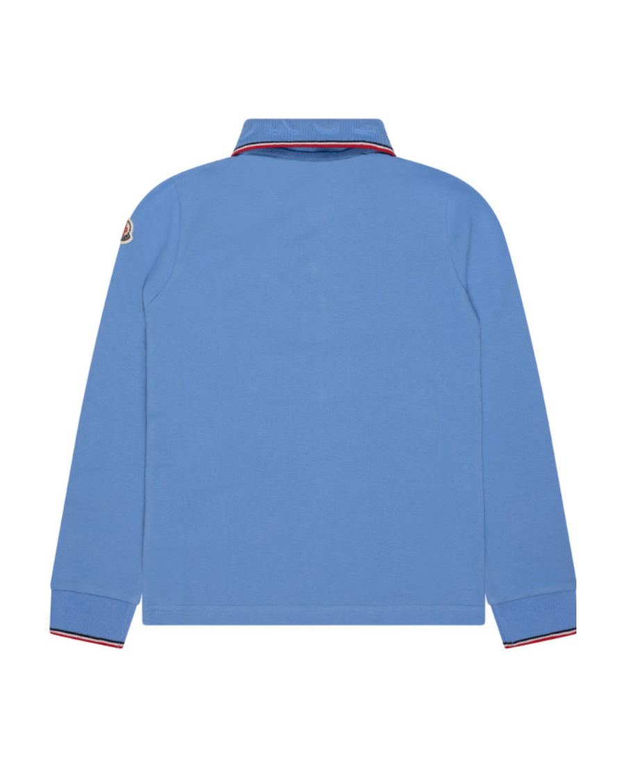 Moncler Long-sleeved Polo Shirt In Blue