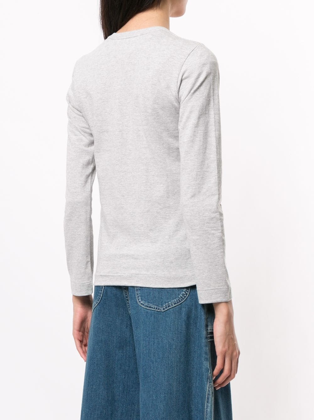 Comme Des Garçons Play Logo-print Crew Neck Top In White